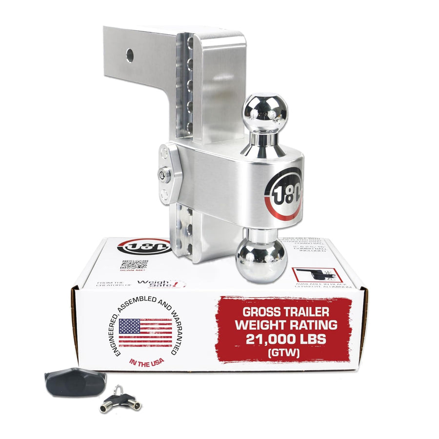 Weigh Safe Adjustable Trailer Hitch Ball Mount - Adjustable 4" Drop Hitch for 3" Receiver - Premium Heavy Duty Aluminum Trailer Tow Hitch w/ Chrome Plated Tow Balls (2" & 2 5/16") - 21,000 GTW