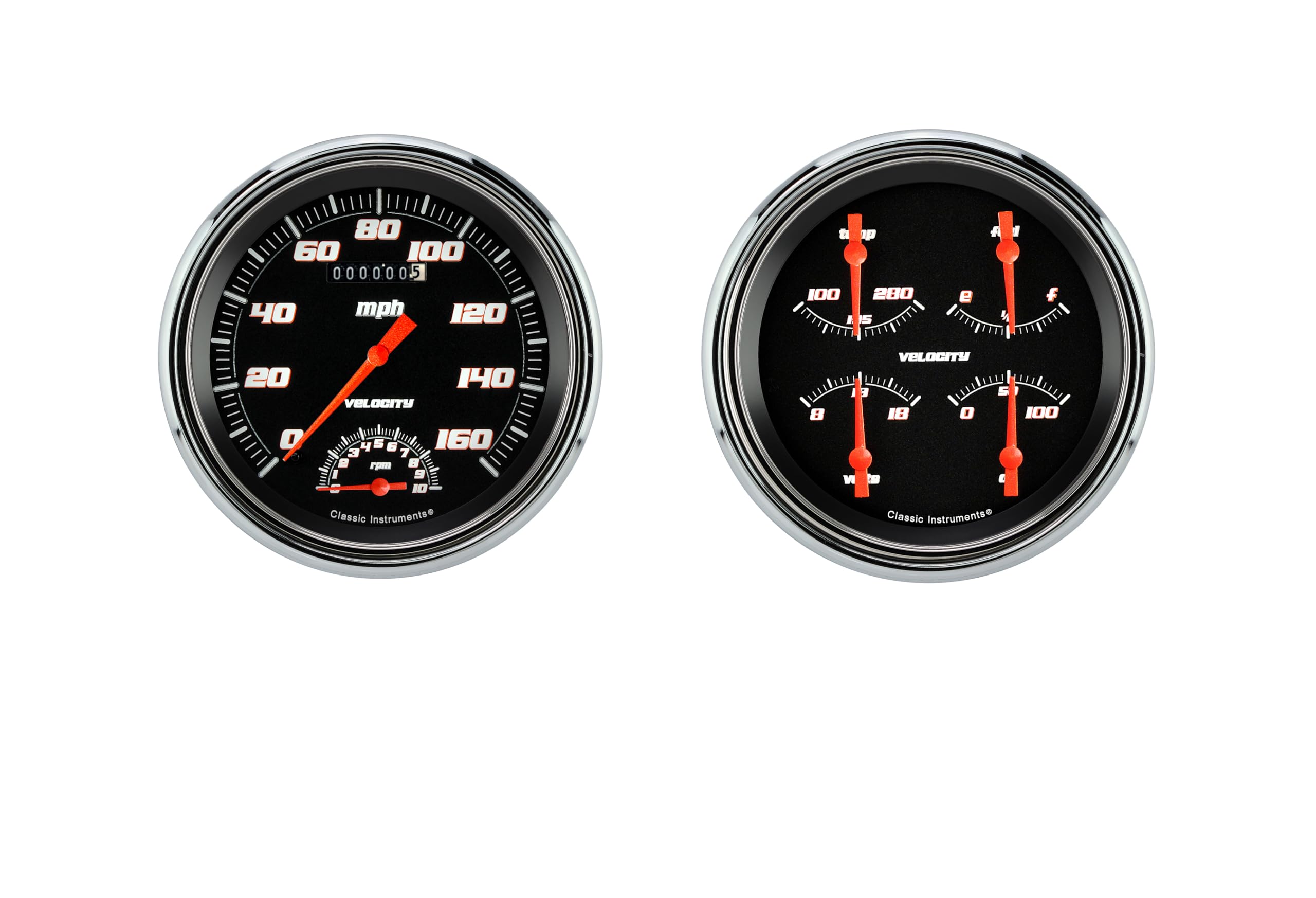 Classic Instruments CT47VSB62 Velocity Black 1947-1953 Chevy Truck - Speedometer with Built in Tach & Quad Gauge - GM