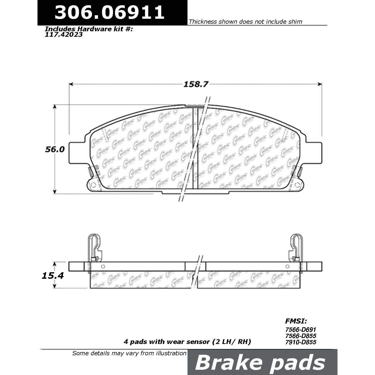 Disc Brake Pad Centric 306.06911