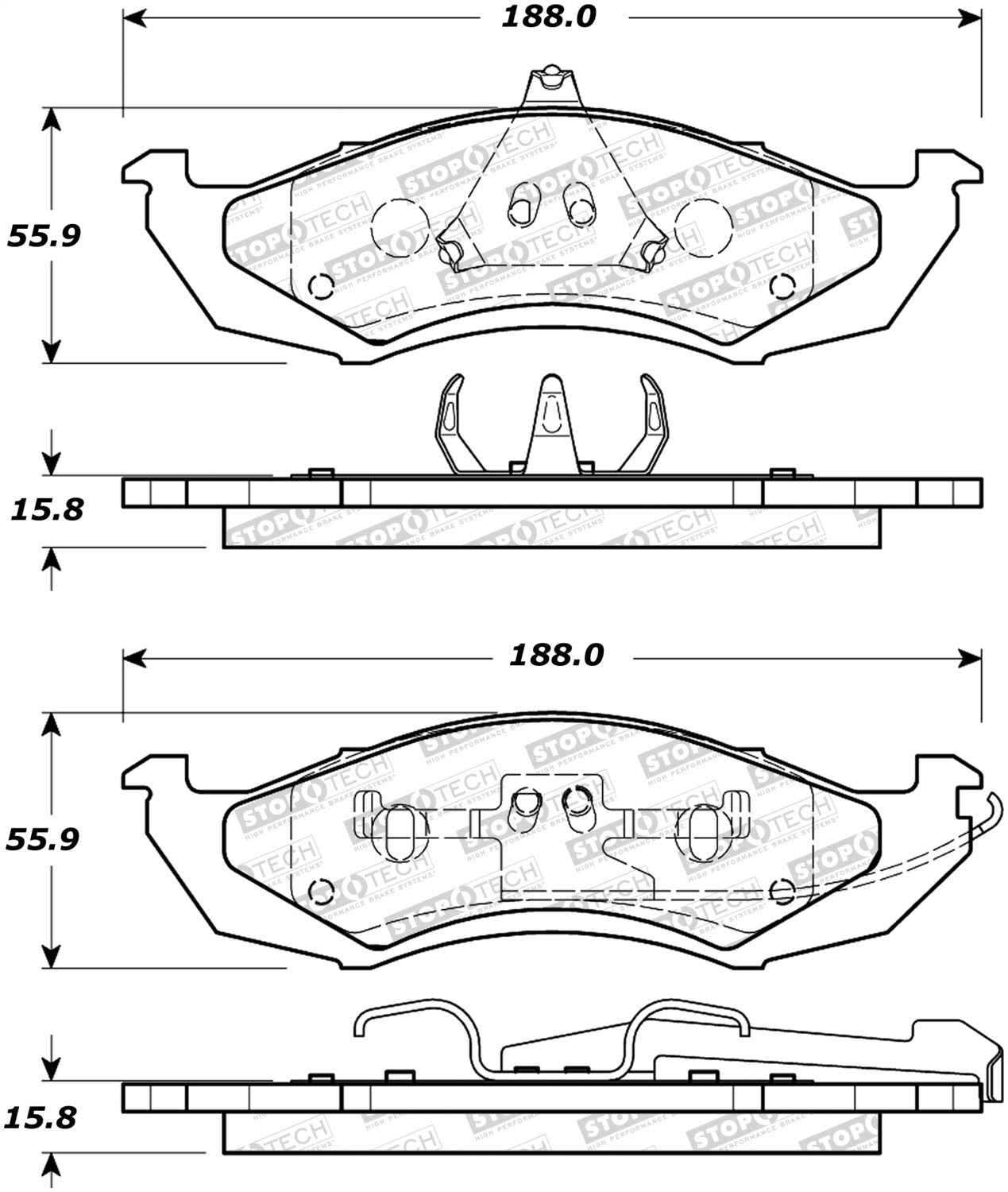 Front StopTech 308.04170 Brake Pads with Shims Street