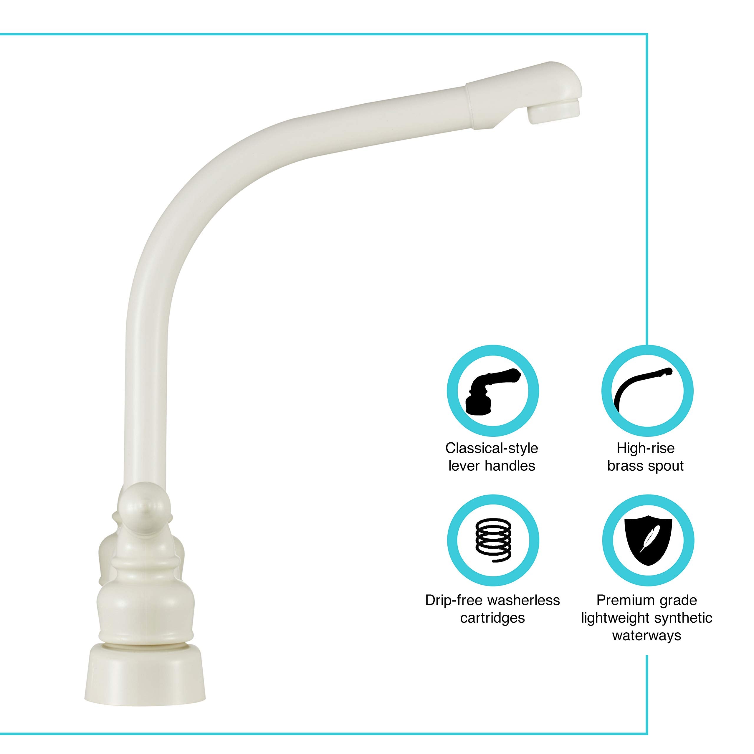 Dura Faucet Hi-Rise DF-PK210C-BQ Kitchen Sink Faucet with Classical Levers (Bisque Parchment)