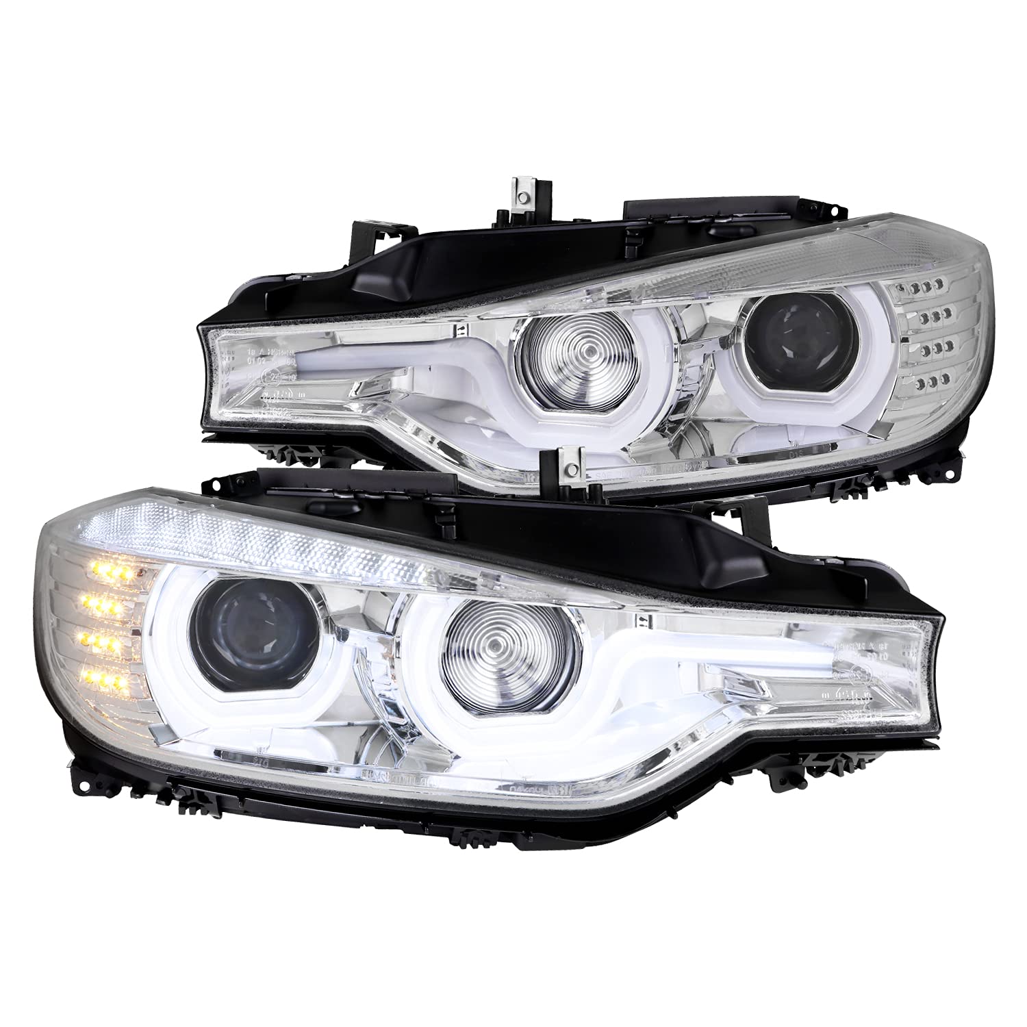 U-Halo Spec-D Tuning Clear Projector Headlights+LED Signal Compatible with 2012-2015 BMW F30 3-Series Sedan with Factory Halogen Headlights Models Left + Right Pair Headlights Head Lights Assembly