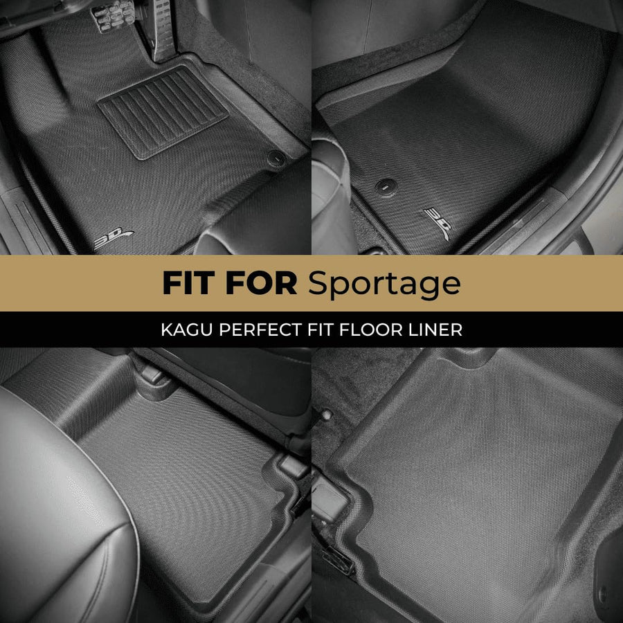 Kagu Floor Mat 3D MAXpider Custom Fit (Black) Compatible with Kia Sportage AWD Gasoline 2023-2026 - Full Set