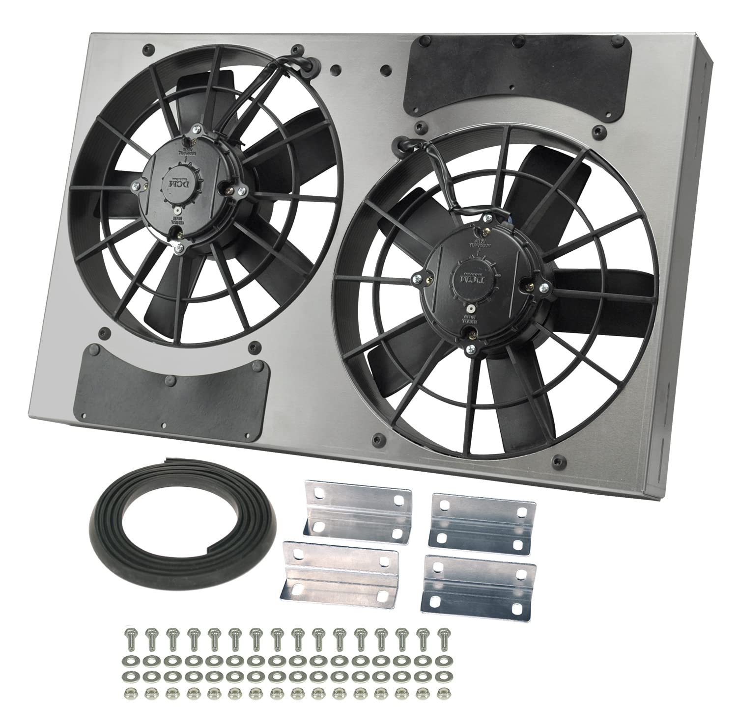 High Output Derale Performance 16831 Gray/Black Dual Radiator Fan