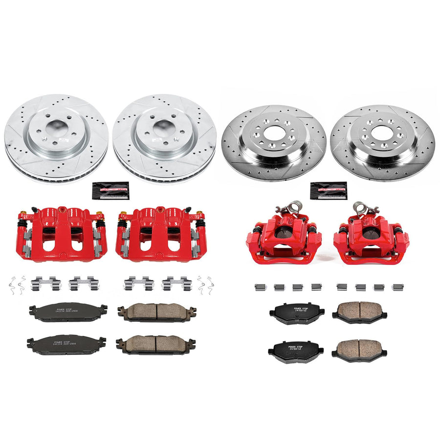 Power Stop Front and Rear Brake Kit KC5584 with Brake Rotors Z23 Brake Pads and Calipers For 2011-2019 Ford Explorer | 2012-2019 Ford Flex | 2013-2019 Ford Taurus [Application Specific]