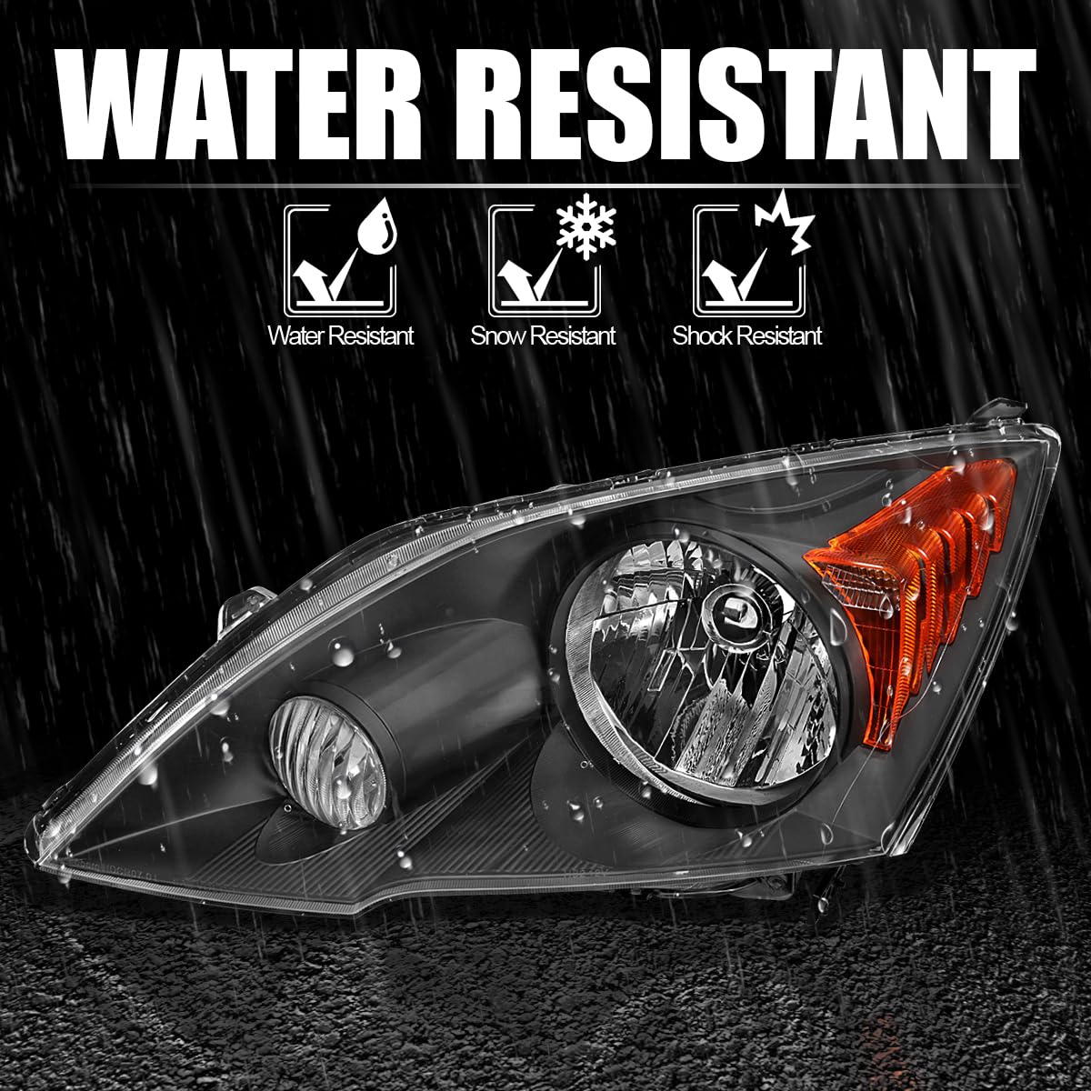 Black Headlights SPEC-D TUNING Compatible with 2007-2011 Honda CR-V