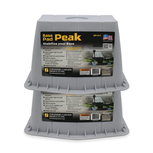 Stromberg Carlson Peak JBP-813.2 Base Pad - Trailer Jack Block – RV Pads – Travel Trailer Accessories – Tongue Jack Base – Leveling Block – Camper Accessories for RV Platform (2 Pack, Gray)