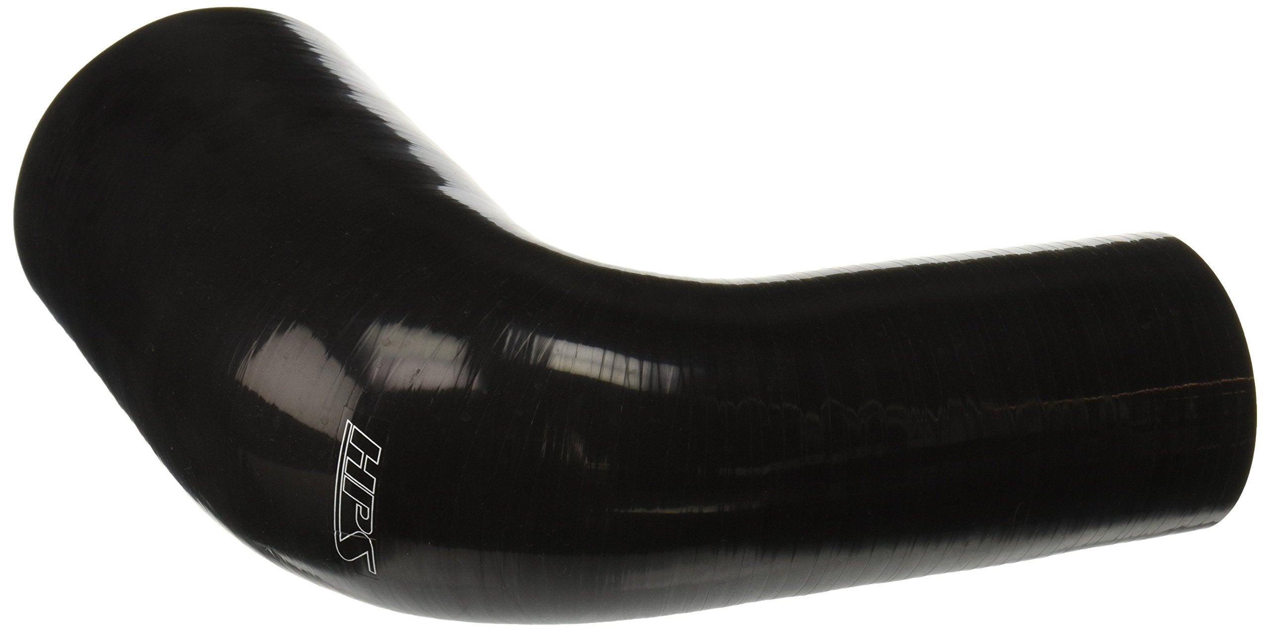 HPS Silicone High Temperature HTSER90-250-350-BLK 4-ply Reinforced 90 degree Elbow Reducer Coupler Hose, 55 PSI Maximum Pressure, 4" Leg Length on each side, 2-1/2" > 3-1/2" ID, Black