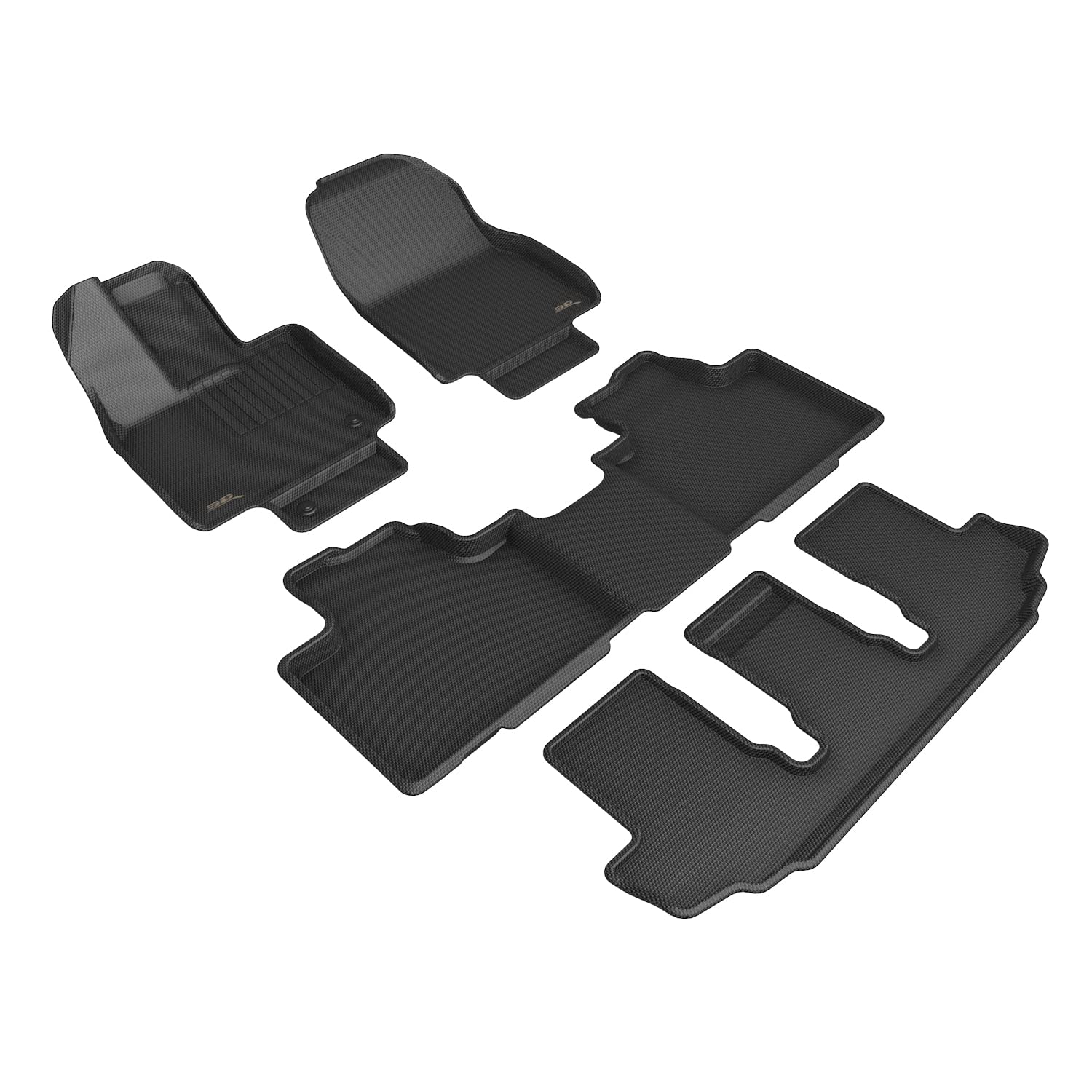 KAGU 3D MAXpider Custom Fit Floor Mat (BLACK) for 2021-2022 TOYOTA HIGHLANDER - Complete Set