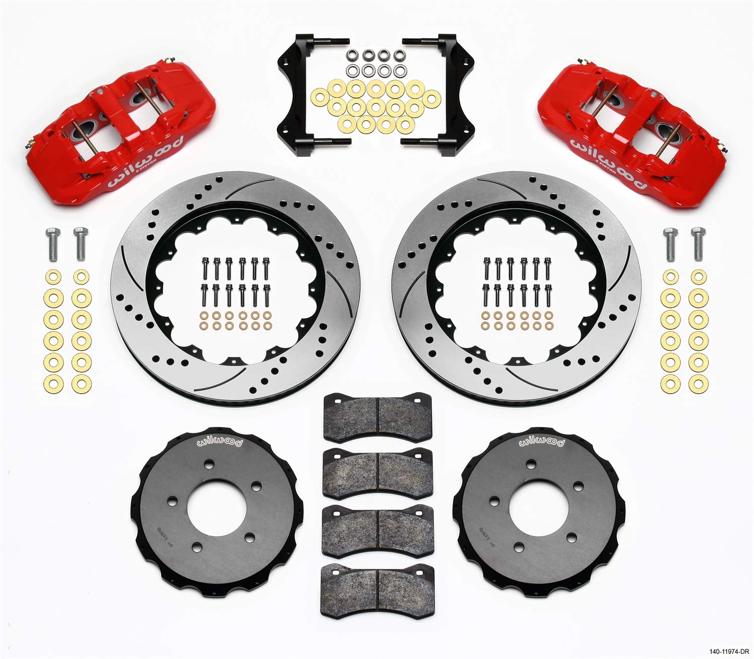 Front AERO6 Hat Kit,14.00, Drilled, Red