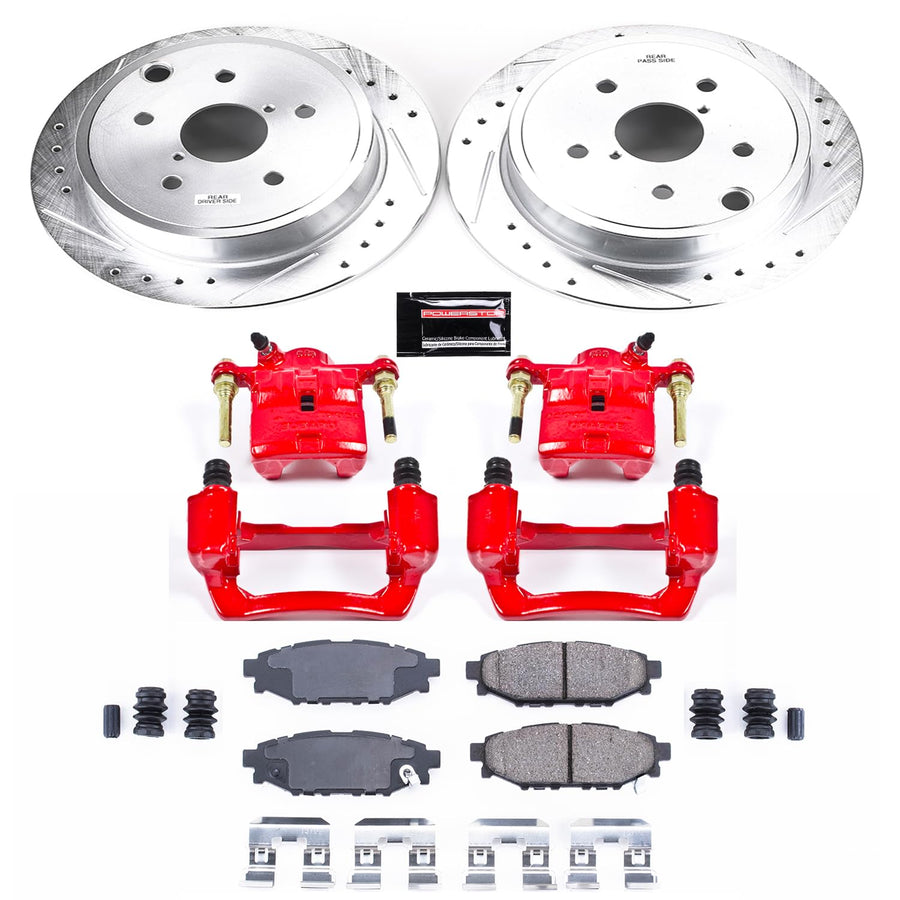 Power Stop Rear Z23 Evolution Sport Brake Upgrade Kit with Powder Coated Calipers For Subaru WRX 2015-2021 [Model Specific]