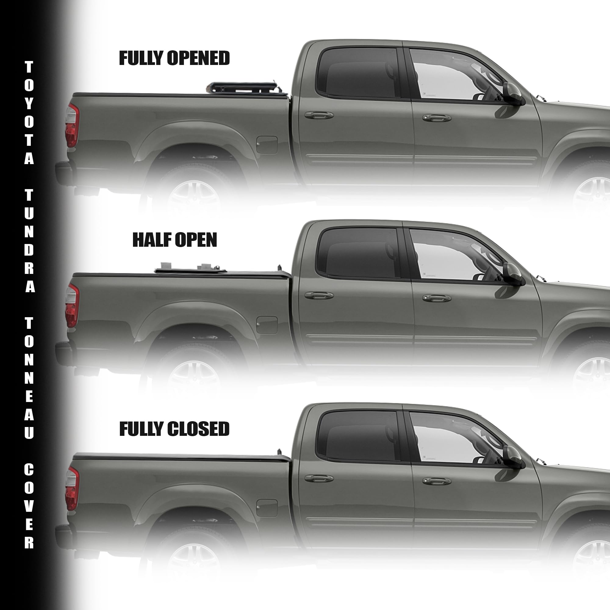 Toyota Tundra Low Profile Hard Tri-Fold Bed Cover for 2004 2005 2006 Toyota Tundra 6.2 Ft (74.4") | CoveRex TFX Series | 8705353