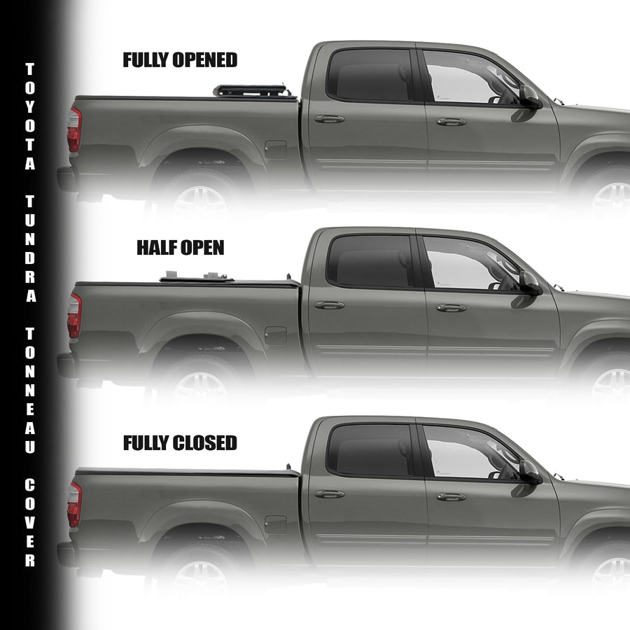 Toyota Tundra Low Profile Hard Tri-Fold Bed Cover for 2004 2005 2006 Toyota Tundra 6.2 Ft (74.4") | CoveRex TFX Series | 8705353