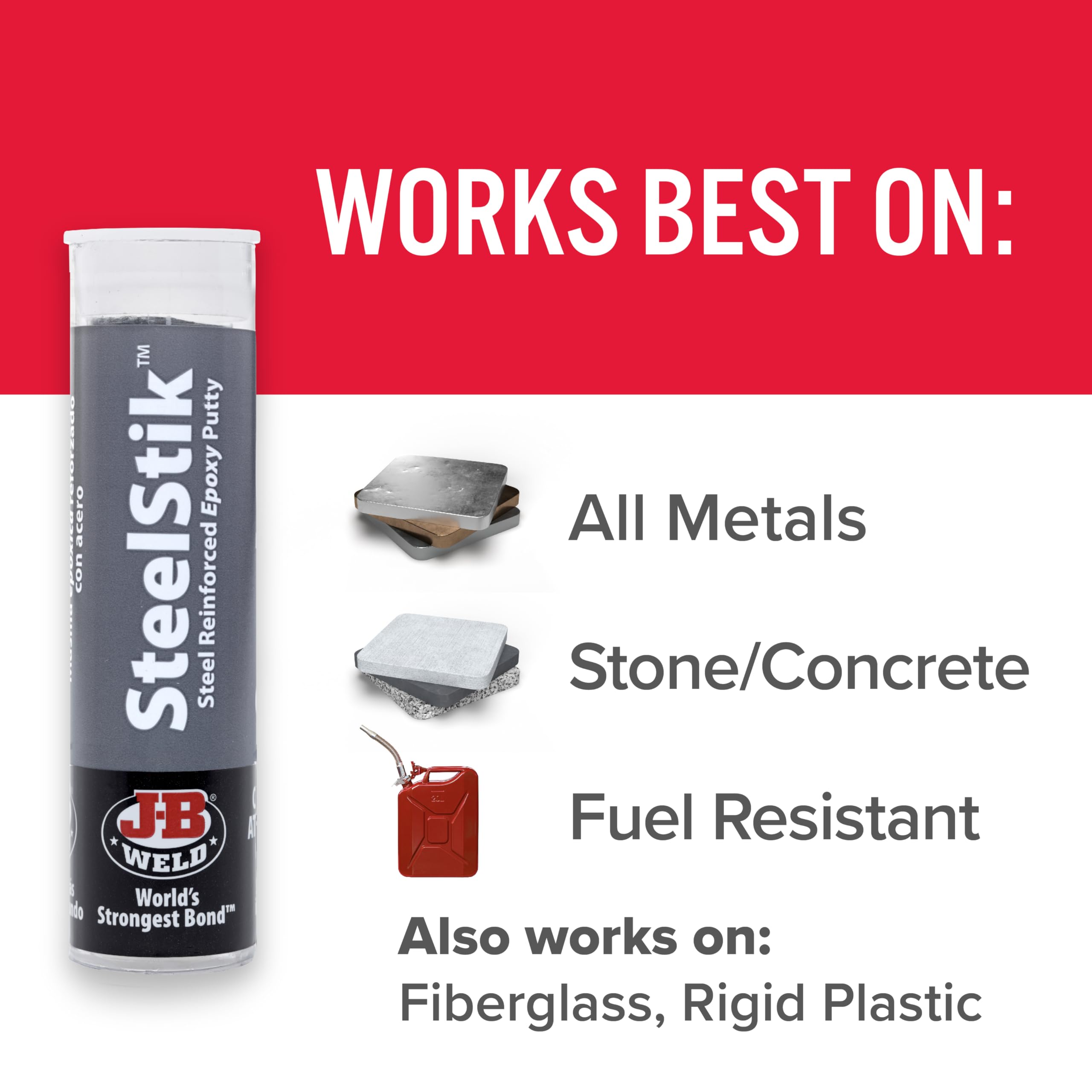 SteelStik J-B Weld 8267 Steel Reinforced Epoxy Putty Stick - 2 oz.