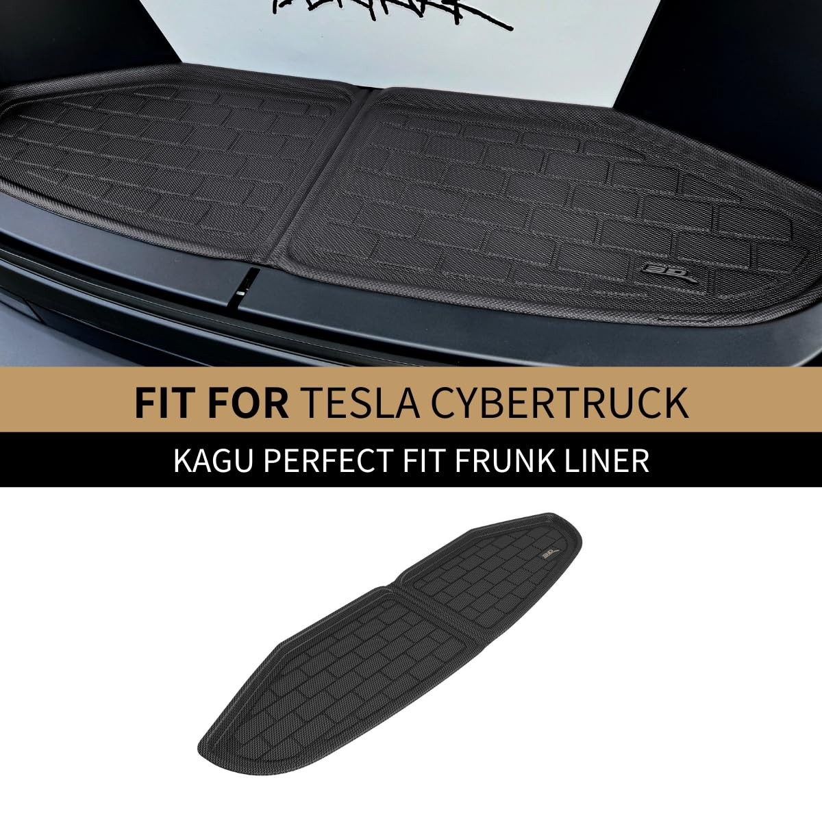 Custom Fit 3D MAXpider Kagu Cargo Liner (Black) Compatible with Tesla Cybertruck 2024-2026 - Cargo Liner