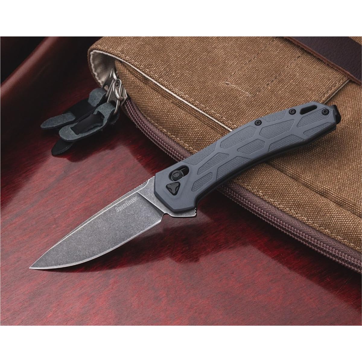 Kershaw Pocket Knife Covalent, DuraLock Lock, KVT Opening Mechanism with Drop Point Blade, Mid Size Everyday Carry with D2 Steel, Pocketclip, Gray