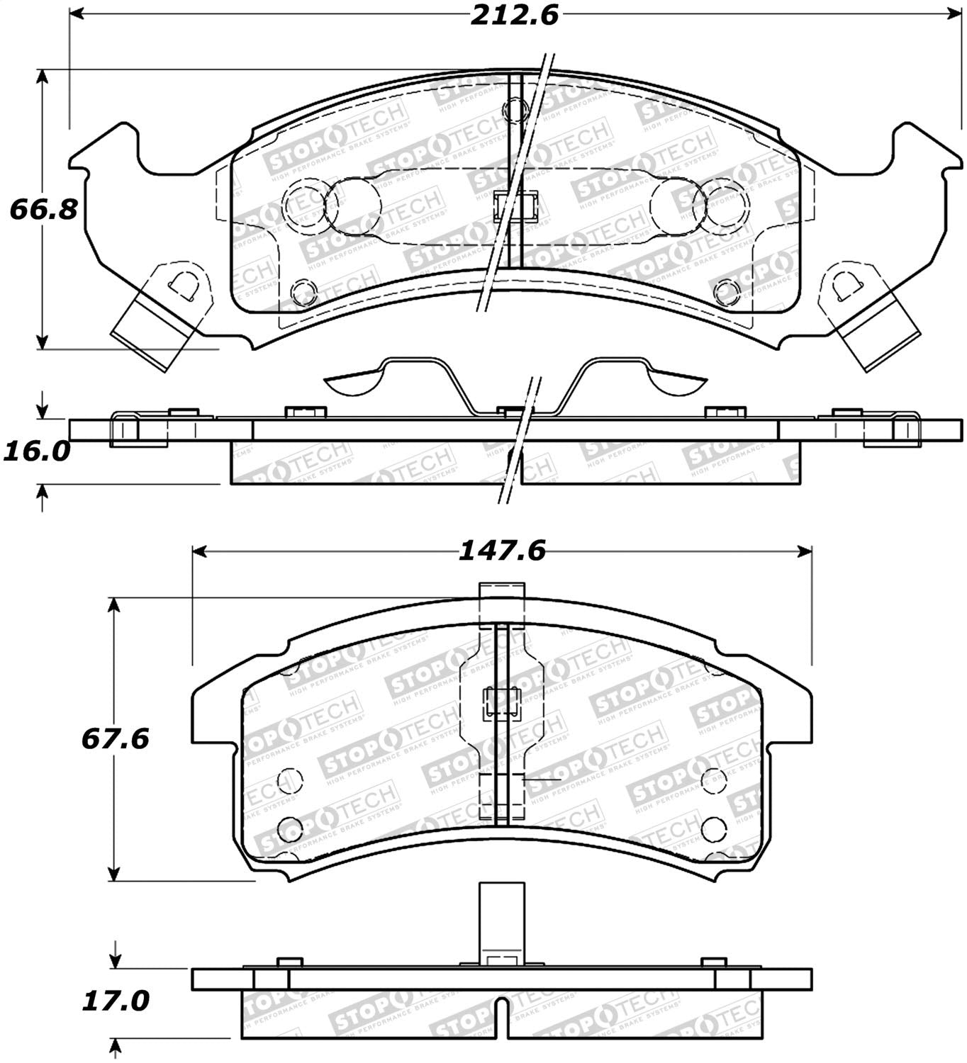 308.05050 StopTech Street Brake Pads with Shims