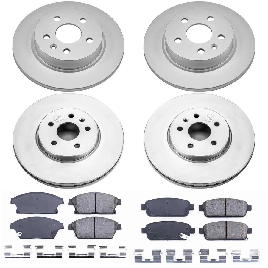Power Stop CRK6792 Brake Rotor and Ceramic Brake Pads Coated - Front & Rear For Buick Encore 2013-2017 [Model Specific]