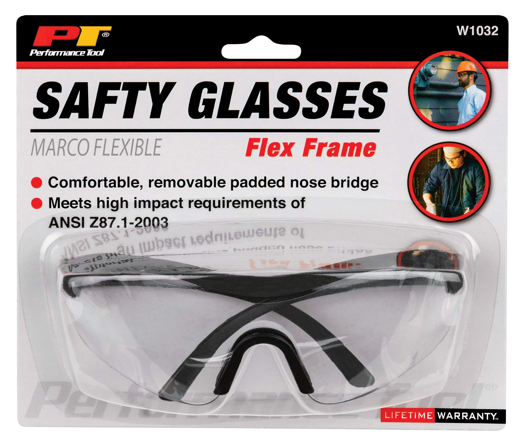 Flex Frame Performance Tool W1032 High-impact Clear Lenses Safety Glasses | Shooting Glasses for Ultimate Eye Protection on the Job or Range