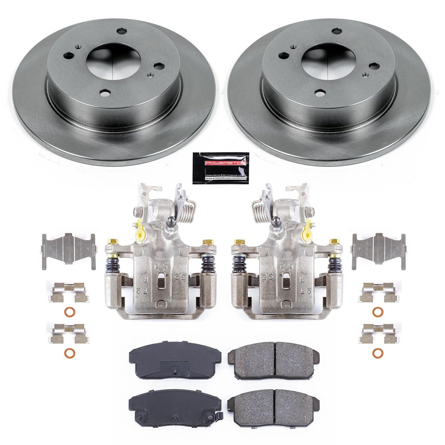 Power Stop KCOE741A Rear Brake Caliper Kit Replacement- Brake Rotor, Brake Pads & Calipers For Nissan Sentra 2002-2006 [Model Specific]