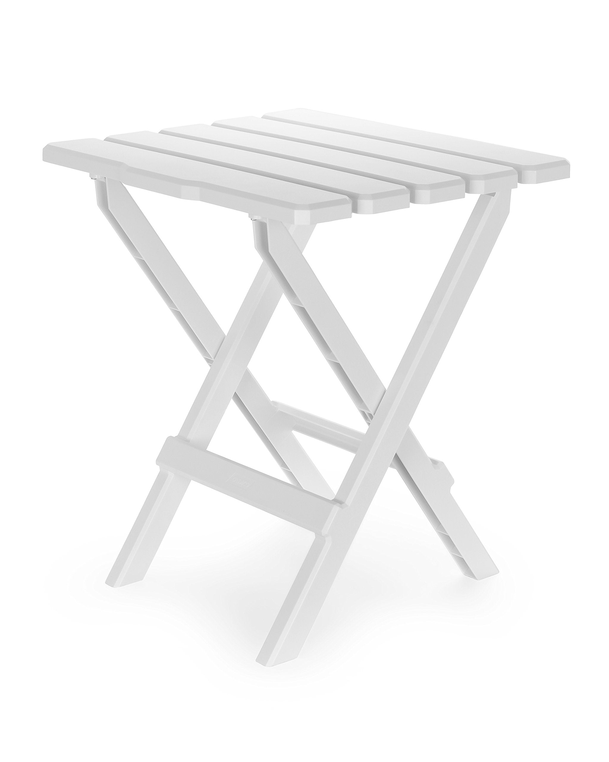 Camco 51685 Adirondack White Portable Outdoor Folding Side Table, Perfect for The Beach, Camping, Picnics, Cookouts and More, Weatherproof and Rust Resistant