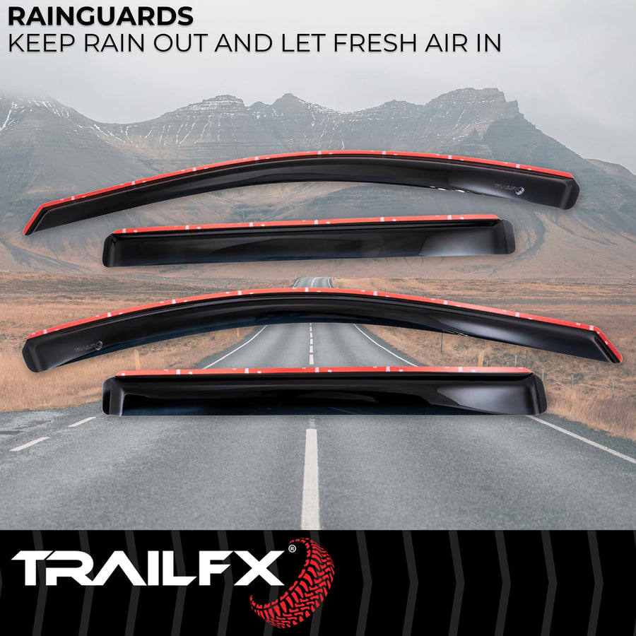 TrailFX Window Vents Smoked Rainguards Fits GMC Terrain 2018-2024 4-Piece Low Profile Acrylic Rainguard Set TrailFX 4812IC