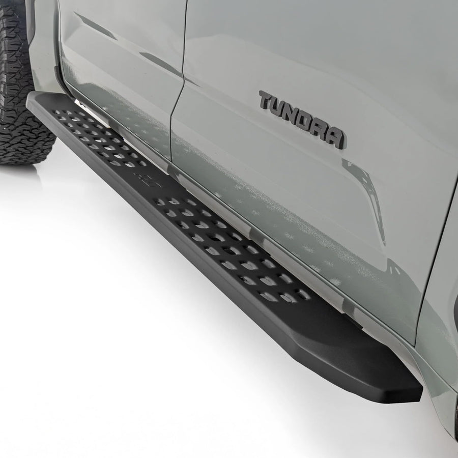 Rough Country Running Boards RPT2 for Toyota Tundra (2022–2026) – Fits Crew Cab 2WD/4WD, 6.75" Steel Side Steps, No-Drill Install, Matte Black Raptor-Style Rails