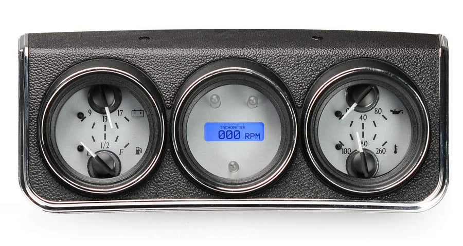 Dakota Digital VHX-67C-CAC-S-B Gauge System Compatible with 1967 Chevy Camaro/Firebird with Console Gauge Kit Silver Alloy Blue