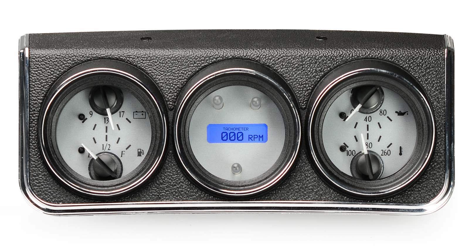 Dakota Digital VHX-67C-CAC-S-B Gauge System Compatible with 1967 Chevy Camaro/Firebird with Console Gauge Kit Silver Alloy Blue