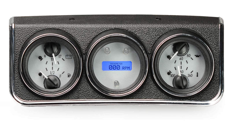 Dakota Digital VHX-67C-CAC-S-B Gauge System Compatible with 1967 Chevy Camaro/Firebird with Console Gauge Kit Silver Alloy Blue