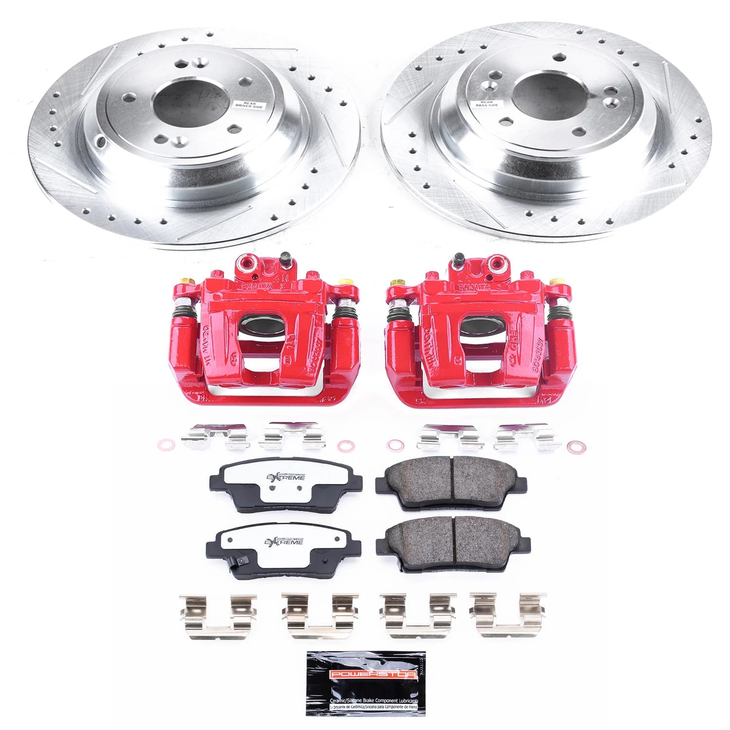 Power Stop Rear KC5848-26 Z26 Street Warrior Brake Kit Hyundai Kia For Genesis G80 2017-2020, Hyundai Genesis 2010-2016, Kia K900 2016-2017 [Model Specific]