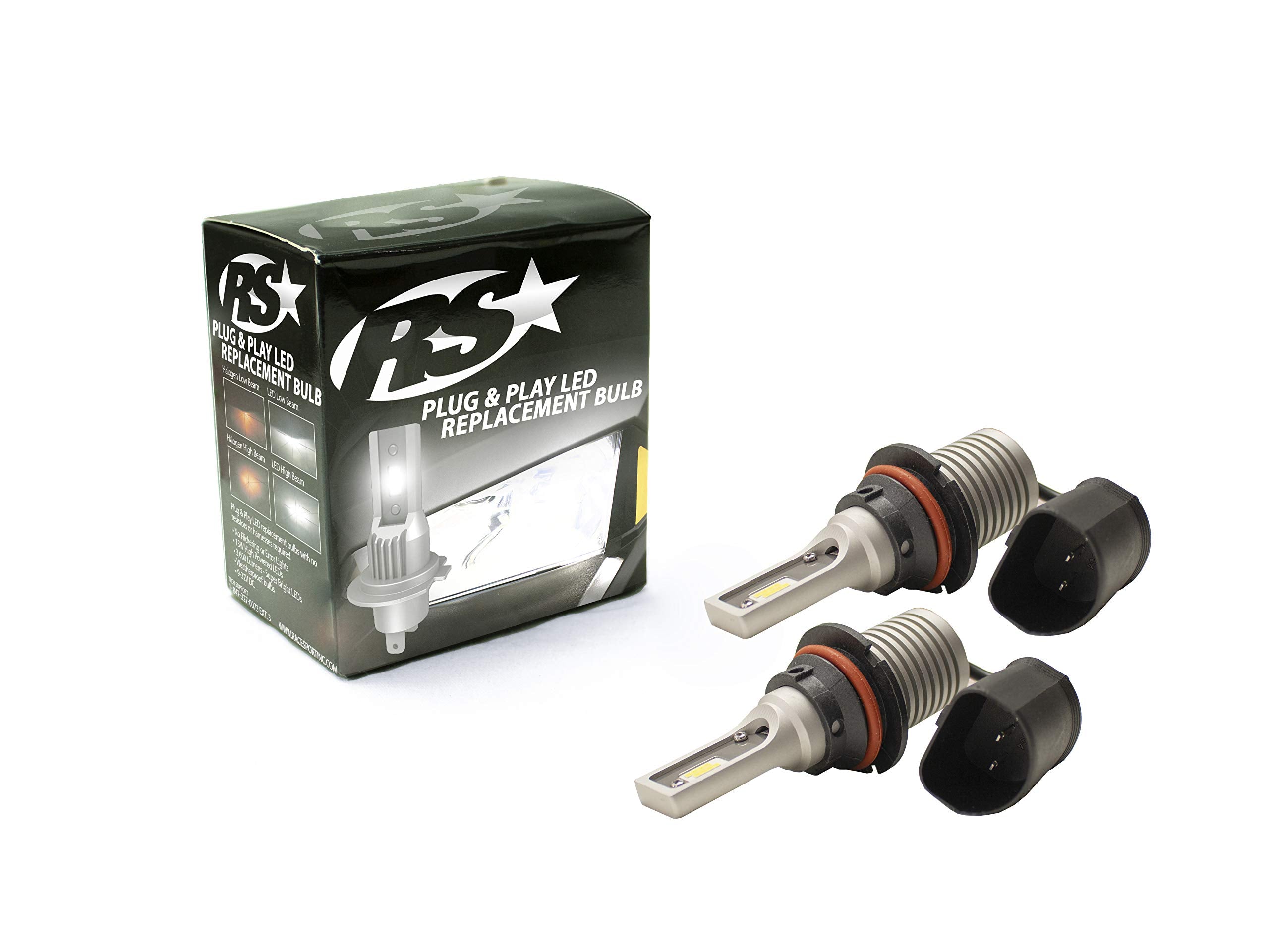 Race Sport Lighting 9004 RSPNP9004 PNP Series Plug N Play Super LUX LED Replacement Bulbs - 1,900 LUX Max output
