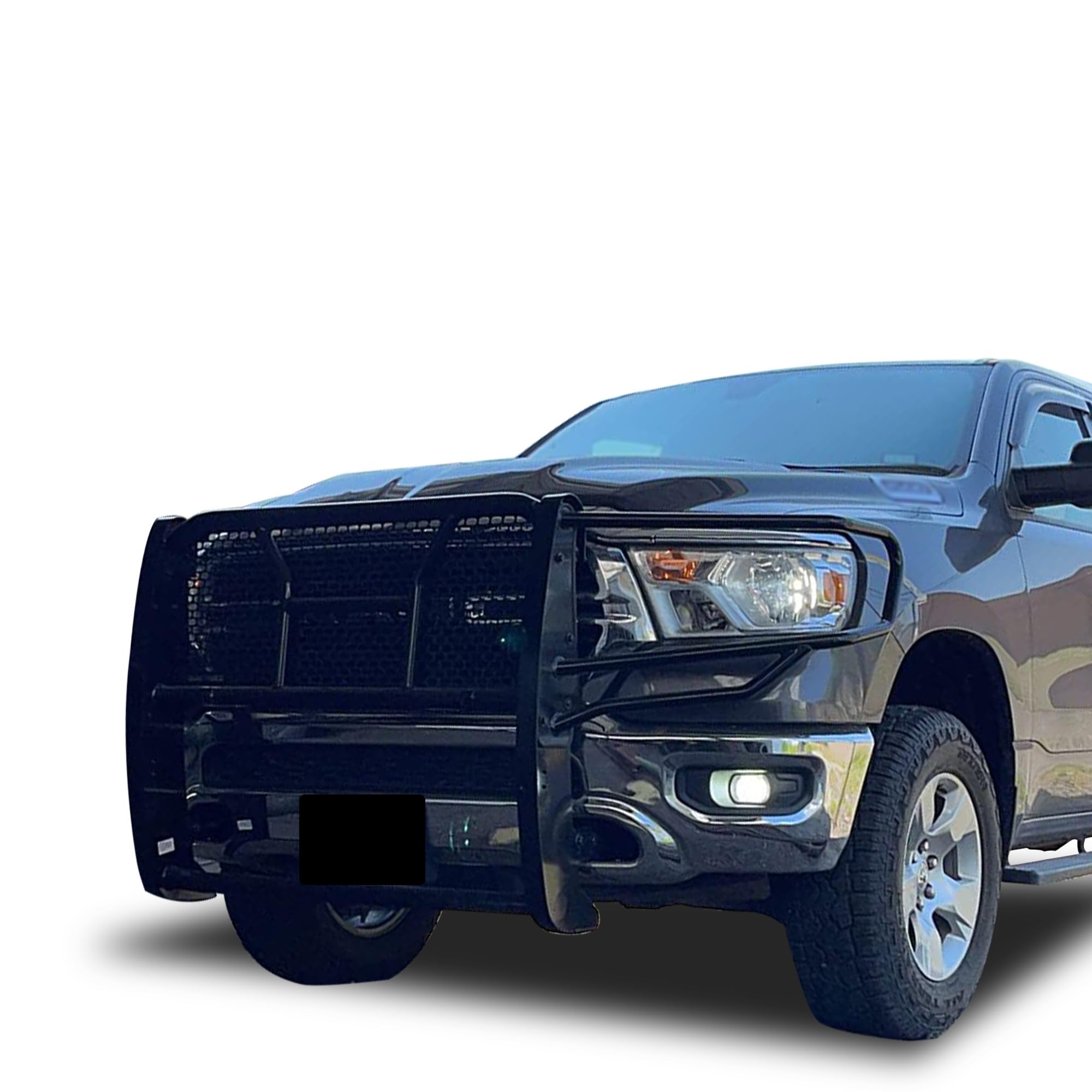 RUGGED Black Horse Heavy Duty Grille Brush Bumper Guard Modular Black Compatible with 2019-2025 Ram 1500-RU-DORA19-B