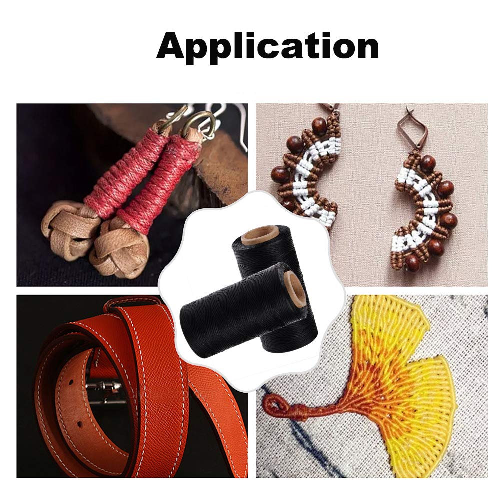 1 Roll JEWELEADER About 280 Yards Flat Waxed Polyester Cord 1mm Leather Sewing Thread Rattail Beading String for Jewelry Making Kumihimo Shamballa Friendship Bracelet Weaving - Black