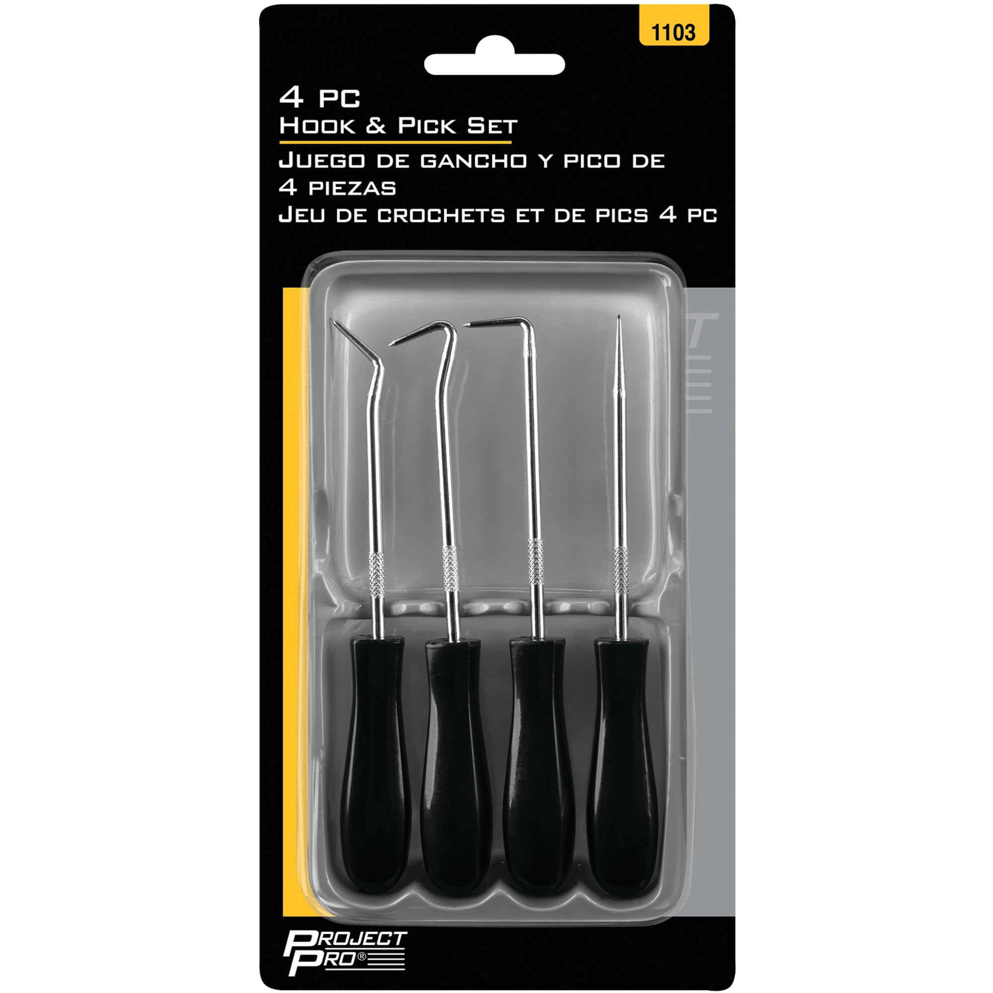 4-Piece Performance Tool Hook & Pick Set - Mark Metal or Plastic, Separate Wiring, Remove Fuses, Pick Up Small Parts and Washers