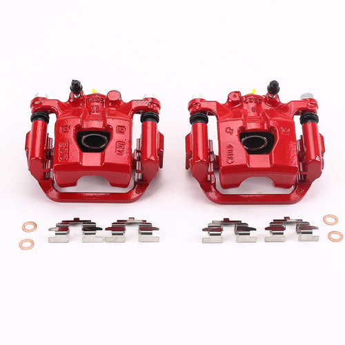 Power Stop S3582 Rear Pair of High-Temp Red Powder Coated Calipers For Nissan Juke 2011-2017, Nissan Sentra 2007-2019 [Model Specific]