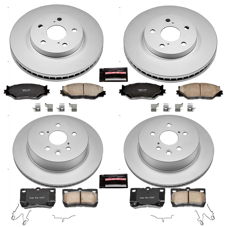 Power Stop CRK5937 Brake Rotor & Coated Ceramic Brake Pads- front & rear For Lexus IS250 2010-2013 [Model Specific]
