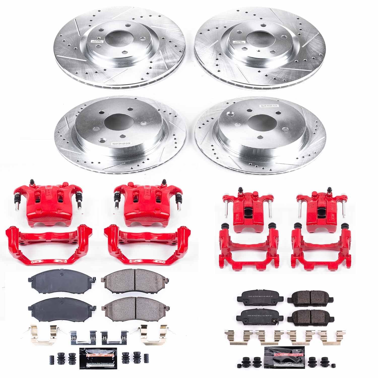 Power Stop KC8061 Z23 Evolution Sport Brake Upgrade Kit Front & Rear with Powder Coated Calipers For INFINITI Q70 2014-2019, INFINITI Q70L 2015-2019 [Model Specific]