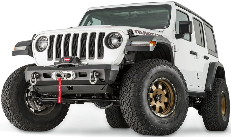 Elite Series WARN Stubby Front Bumper for Jeep JL Wrangler, Without Grille Guard Tube, Black