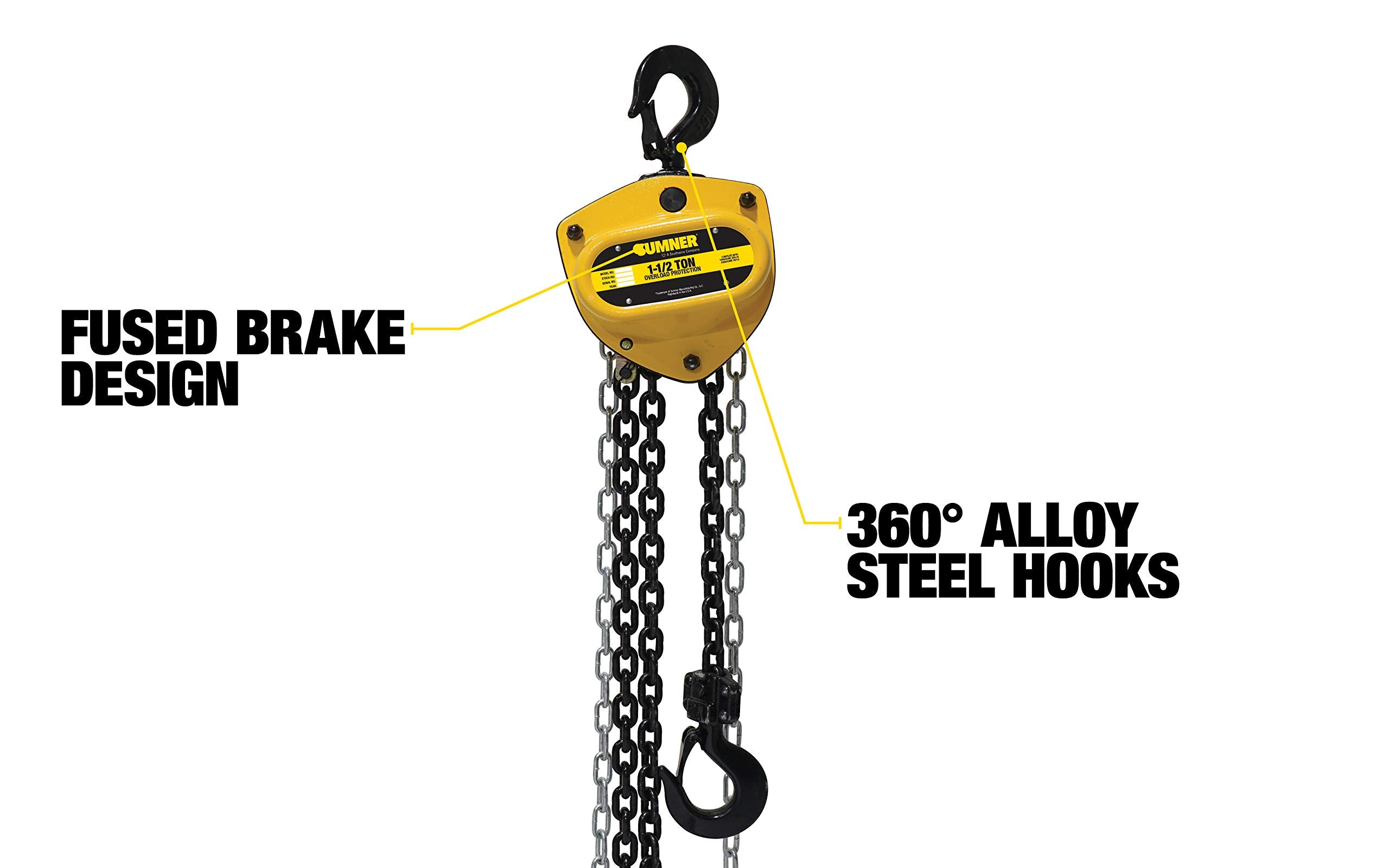SUMNER Southwire 1-1/2 Ton Chain Hoist with 20 ft. Chain Fall and Overload Protection
