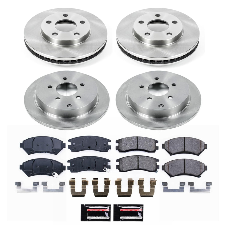 Power Stop Front and Rear KOE9142 Brake Pads and Rotors Stock Replacement Brake Kit Autospecialty For Oldsmobile Silhouette 2002-2004 [Application Specific]
