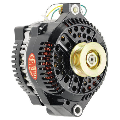 Black Powermaster 57757 Alternator (3G 140A 6 Groove Pulley Large Frame Mating M8X1.25 with Regular Adapter Harness)