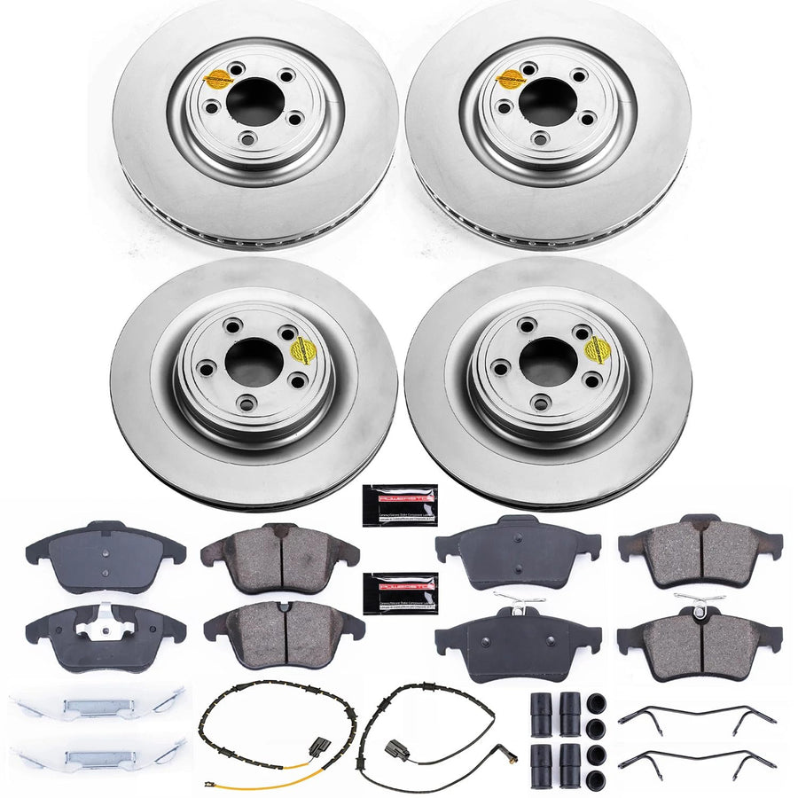 Power Stop Z23 Front and Rear Coated Rotor Kit-Coated Brake Rotors & Carbon Ceramic Brake Pads For Jaguar XF 2013-2015 [Model Specific]