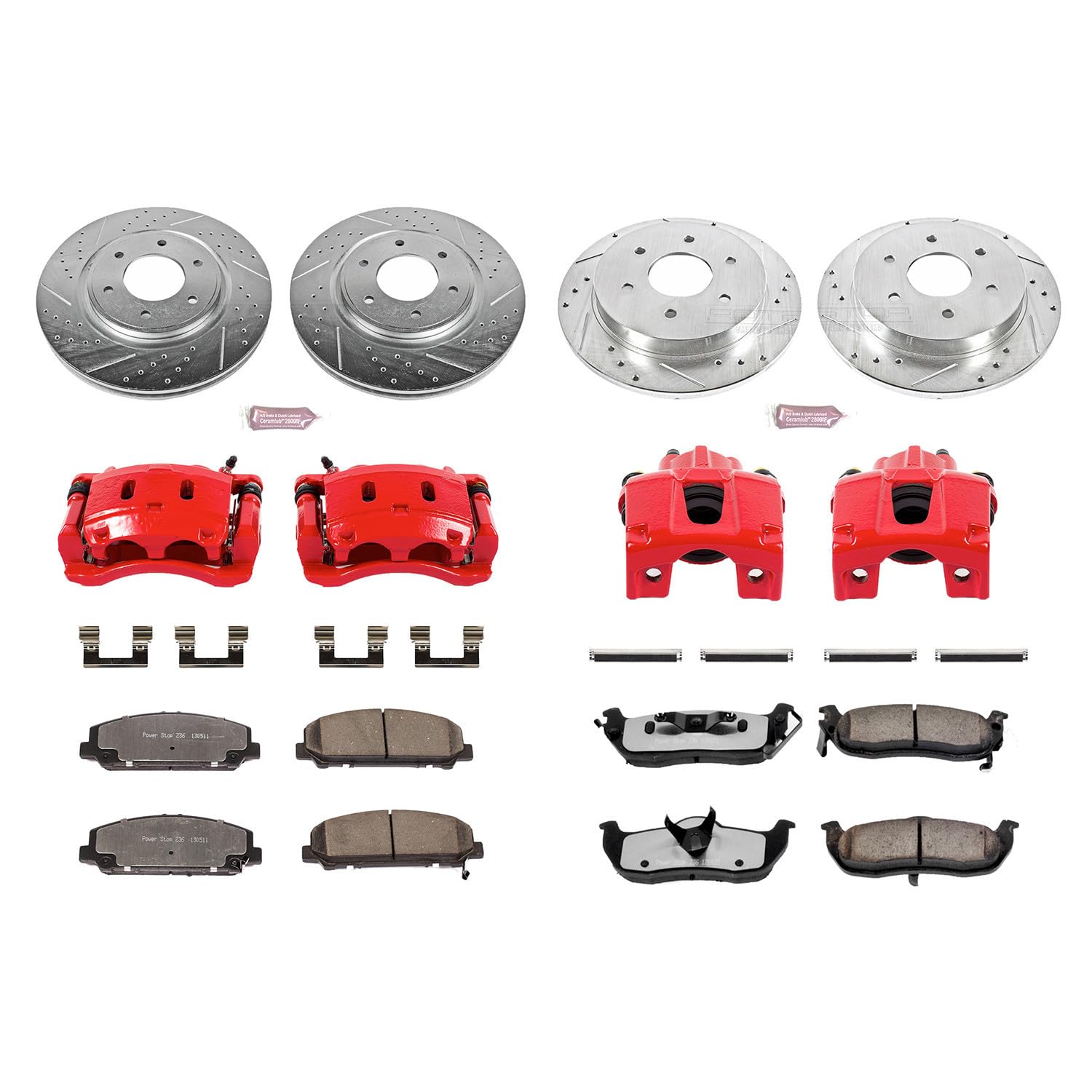 Power Stop Z36 Truck and Tow Brake Kit KC2805-36 with Calipers For INFINITI QX56 2008-2010, Nissan Armada 2007-2011, Nissan TITAN 2008-2010 [Model Specific]