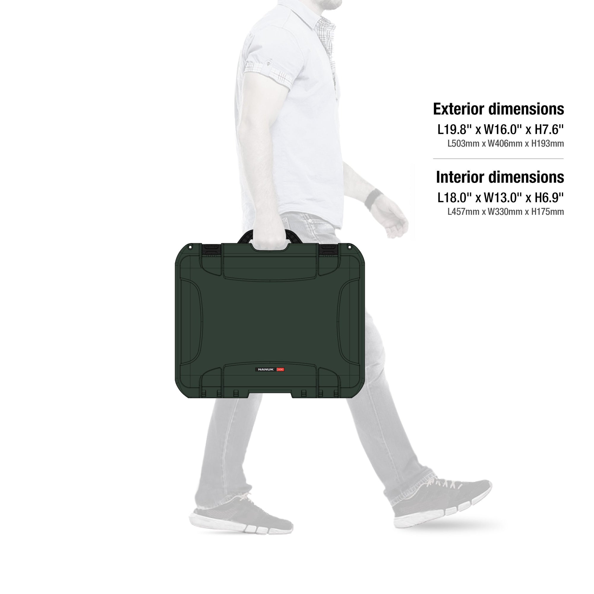 Waterproof Nanuk 930 Hard Case with Padded Dividers - Olive