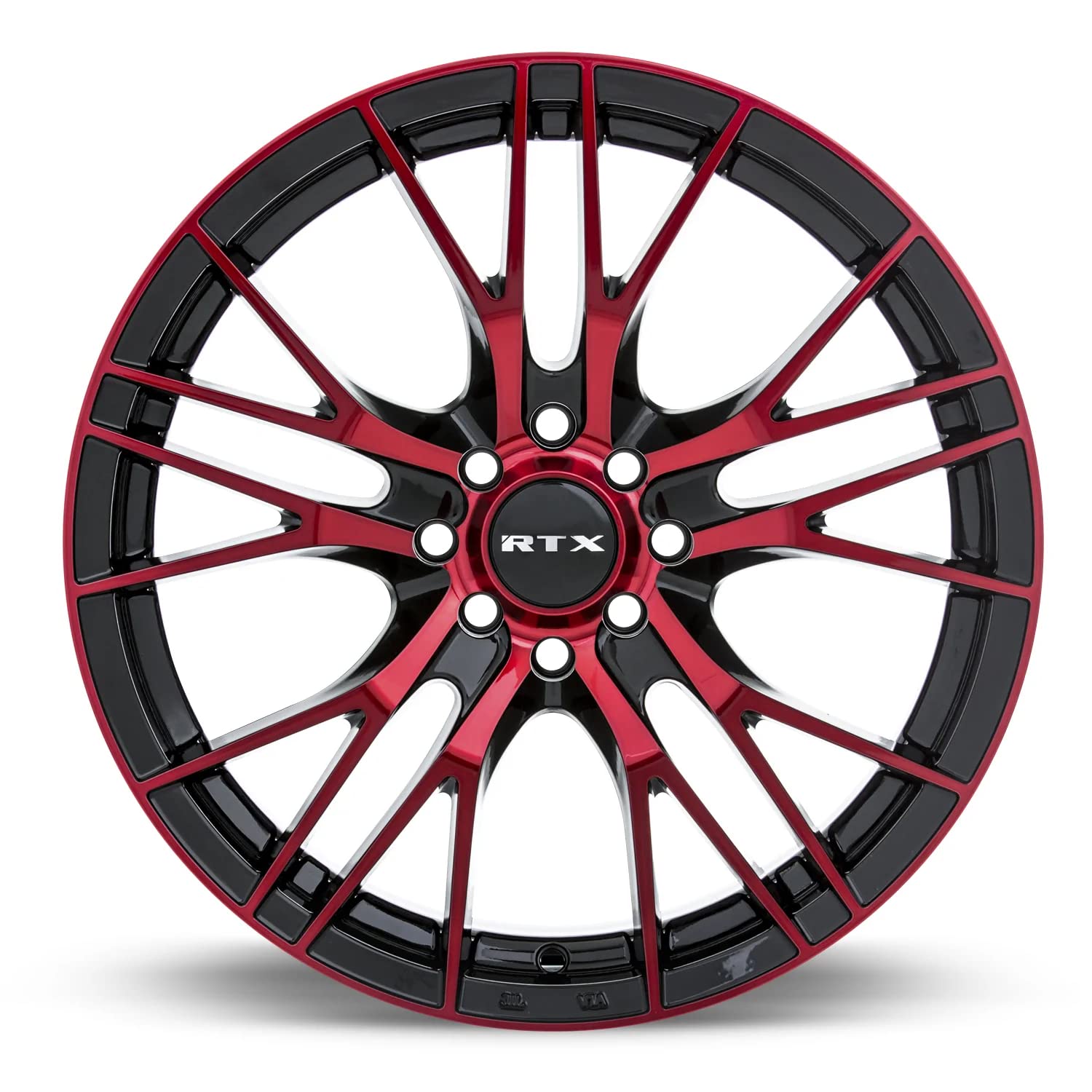 VERTEX RTX Custom Wheel - 16x7, 35 Offset, 5x100 Bolt Pattern, 54.1mm Hub - Black with Machined Red Face Rim