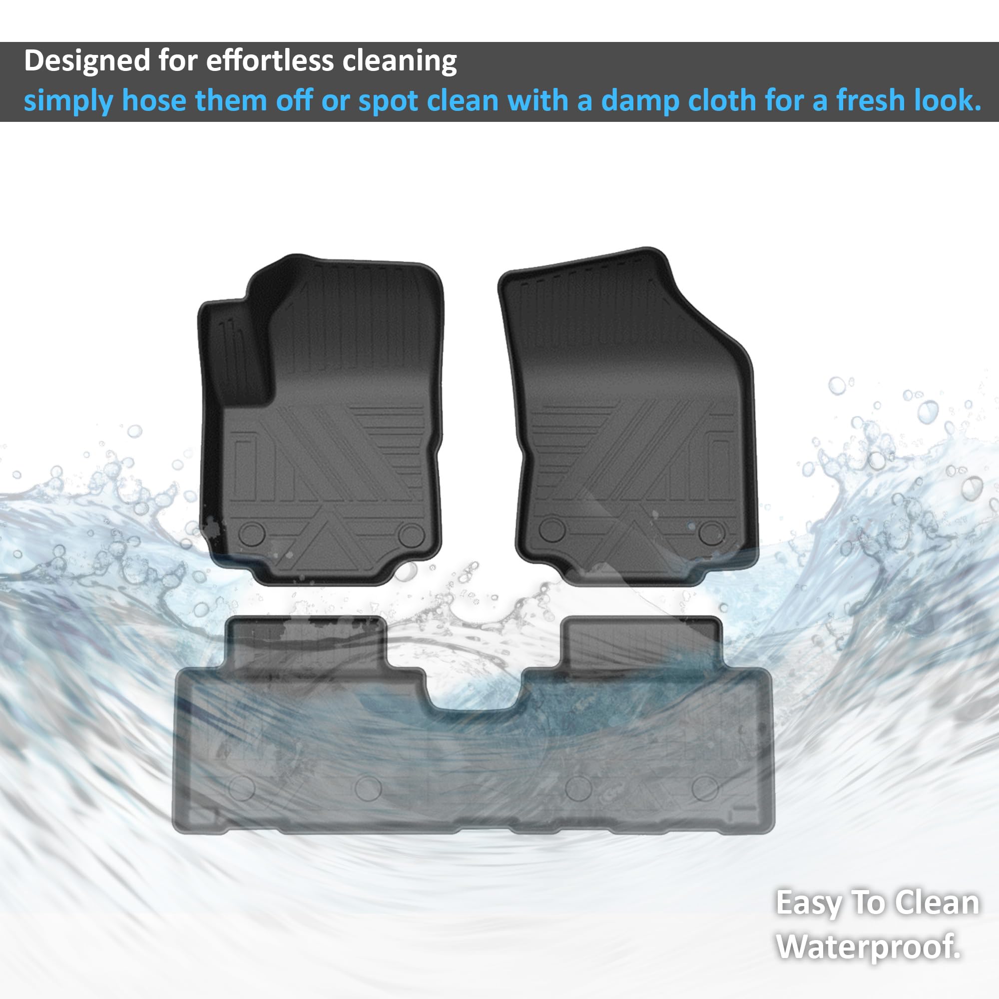 TOTALINER Black Horse Heavy Duty Floor Mat Anti-Skid Black 1.37'' Thickness Compatible with 2018-2024 GMC Terrain-FMGTE24-1