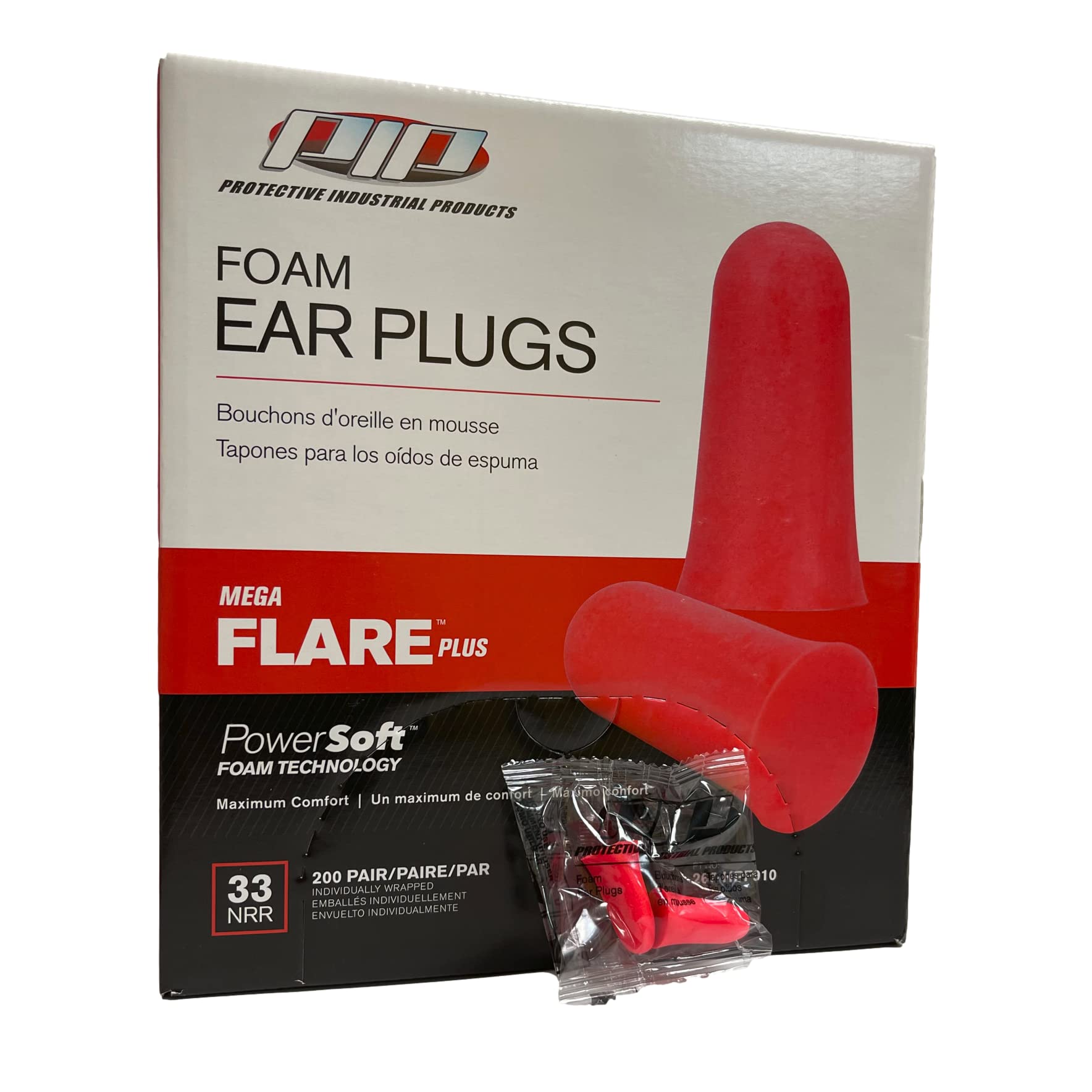 Plus Mega Flare‚Ѣ Earplugs - Oversize-small, Red - (Dispenser Box/200 Pair)
