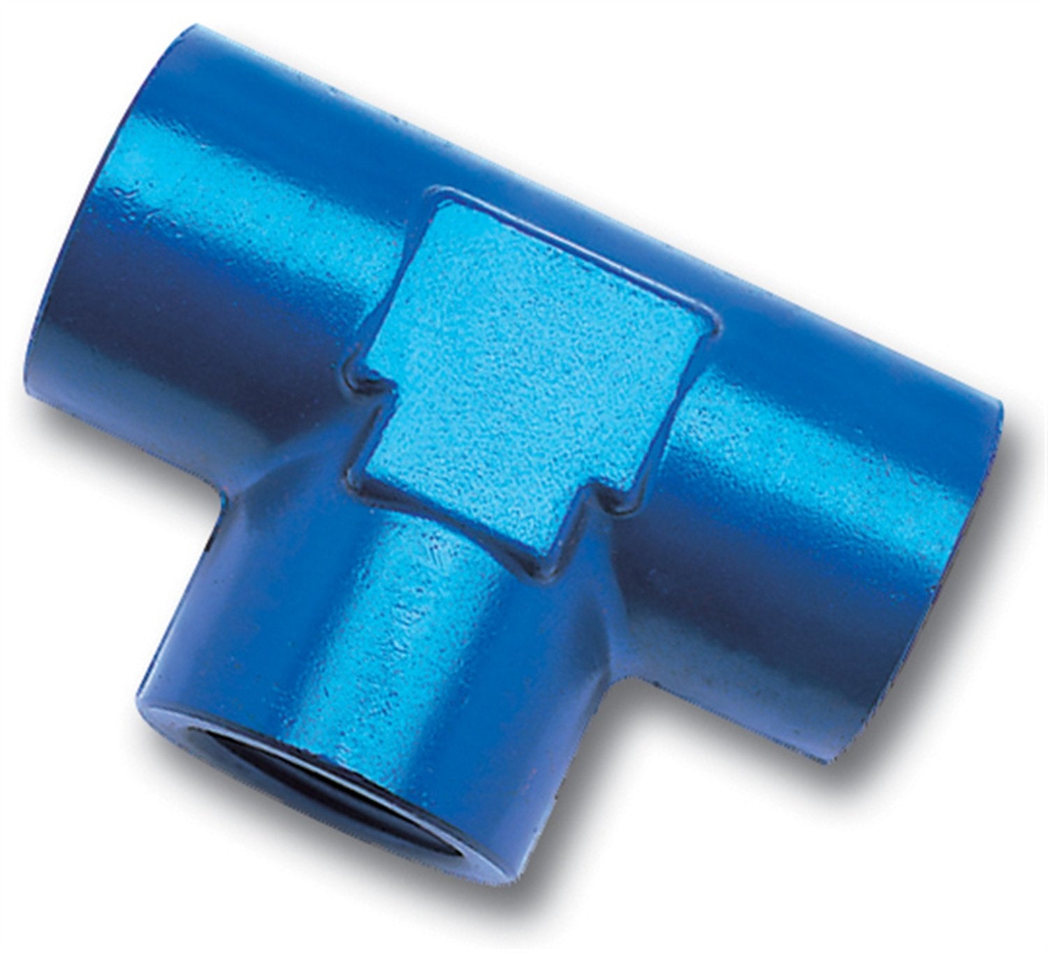 661740 Edelbrock/Russell Blue Anodized Aluminum 1/2" Female Pipe Tee Fitting