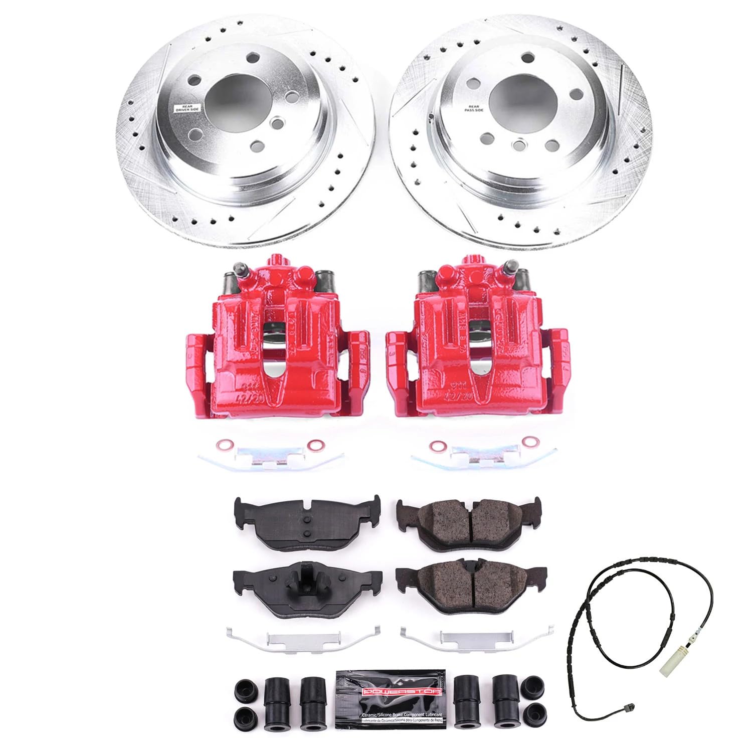 Power Stop Z23 KC7008 Evolution Sport Rear Brake Caliper Kit- Brake Rotors, Brake Pads and Brake Calipers For BMW X1 2013-2015 [Model Specific]